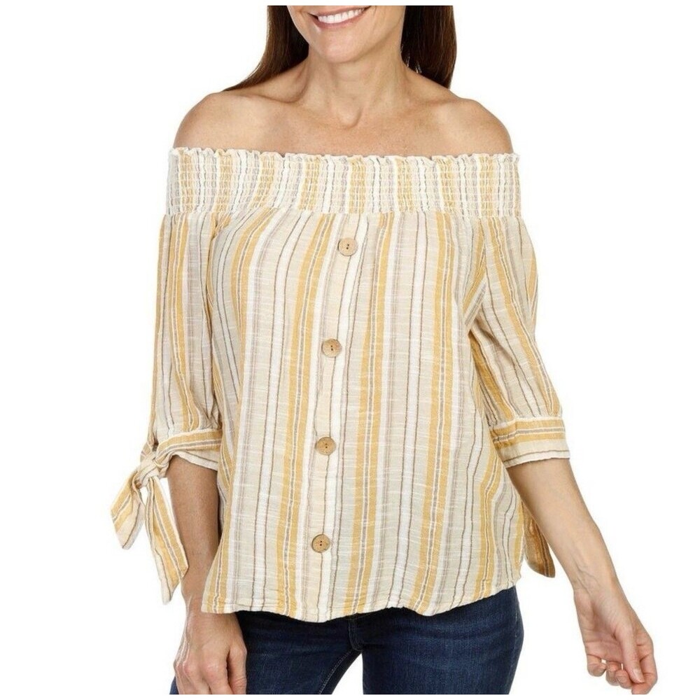 Unique Spectrum Smocked Tunic Top Blouse Womens 3X Summer Boho Cottage Prairie